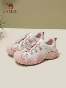 CAMEL CROWN 女款登山靴，厚底戶外休閒鞋 - 米/銀/粉 - 查看 1