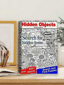 1pc A Two-In-One Activity Book Combining Calming Art Coloring And Hidden Object Puzzles, A5 Spiral-Bound, Suitable For Adults And Seniors, A Brain-Training And Stress-Relieving Gift. - Multicolor - View 14