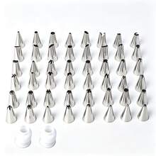24/48pcs Piping Tips Bag + 2pcs White Coupler Stainless Steel Piping Tips Set Baking Cake Cookie Puff Pastry Piping Tools Multi-Pattern Cream Squeeze Tips Converter Combination DIY Cake Decoration Tools Multi-Pattern Piping Tips Accessories Kitchen Dessert Making Tools - View 7