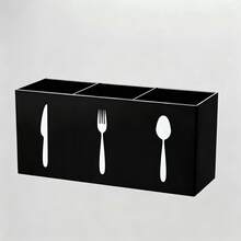 3grids Multi‑Compartment Silverware Utensil Holder, Black Cutlery Storage Rack, Keep Kitchen Drawers Messy‑Free. Separated Slots Prevent Knife/Fork/Spoon Clutter. Perfect For Kitchen Countertop, Restaurant, Home Cooks & Small Food Businesses. - Black - View 6