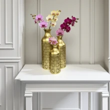 Metal Vase, Decorative Modern Hollow Texture Ornament Vase, Suitable For Living Room, Dining Room, Bedroom, Home, Corner, Hallway, Indoor, Office - C - View 7