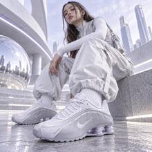 NIKE Shox R4 New Women's Versatile Retro Durable Cushioning Training Casual Sports Running Shoes HF5076-100 - Silver and White Splicing - View 2