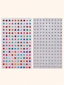 2PCS Multi-Color Silver White Rhinestone Beautiful Women's Face Decoration Rhinestone Stickers Y2K Festival Party Daily Makeup DIY Music Festival Prom Applicable To Hair Eyes Face Body Decoration Rhinestone Stickers - Multicolor - View 10