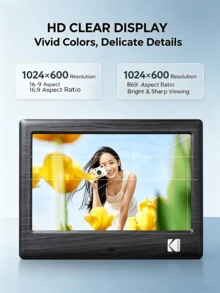 Kodak Bingkai Foto Digital RDPF-708C, Album Foto Elektronik Definisi Tinggi 7 inci, Layar Berkualitas Tinggi, Pemutar Foto dan Video Desktop Cerdas, Timer Hidup/Mati, Waktu yang Dapat Diatur - Hitam - View 5