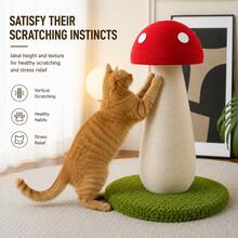 AOSHA 50cm Mushroom Cat Scratching Post, Natural Sisal Rope Cat Scratcher With Stable Plush Base, Cute Red Mushroom Cat Tree For Indoor Cats, Durable Climbing Scratching Playing & Lounging Furniture - one-size - View 6