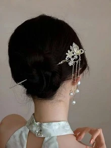 2PCS Bow & Floral Starry Sky Print Vintage Bohemian Elegant Palace Style Zinc Alloy Bridal Hair Sticks Suitable For All Seasons - Multicolor - View 5