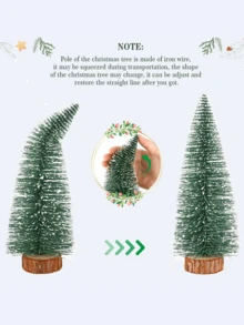 Mini Snow‑Dusted Christmas Tree Ornaments, Artificial Flocked Small Pine Tree With Wooden Base For Tabletop, Micro Landscape, Xmas Home Decoration - Christmas Tree - View 1