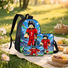 No. 7 Red Jersey Football Player 2D Print 3 Pieces Backpack Set, Large Capacity Backpack With Crossbody Bag And Pencil Case, Side Elastic Mesh Pocket Water Bottle Holder, Wide Breathable Adjustable Shoulder Straps, Retro Game Style Sports Theme Daily Commute Travel Casual Storage Bag - Printed Bag - View 10