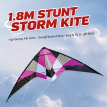 1.8m Dual‑Line Stunt Kite, Beginner‑Friendly 4‑Color Sport Kite, Easy Take‑Off & Smooth Controllable Performance For Outdoor Beach Lawn Sports - 1.8m Special Green - View 5