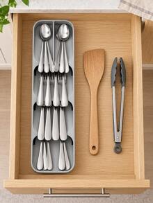 1/2pcs Cutlery Storage Box Drawer Divider Tray, Kitchen Utensil Storage Box, Kitchen Drawer Organizer, Ableware Divided Cutlery Storage Tray, Knife Fork Spoon Organizer, Cabinet Storage Box, Cutlery Sorting Storage Box, Space-Saving Storage Box - Multicolor - View 2