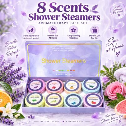 8pcs Shower Tablets, Shower Tablet Set No Bathtub Needed Long Lasting Fragrance Non-Staining Suitable For Home SPA, Birthday Gift For Men And Women Who Have Everything, Mother's Day Gift, Holiday Gift