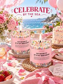 Vela Perfumada de Bolo de Aniversário, Pote de Cera de Soja, Com Contas de Açúcar Coloridas, Fragrância Doce de Creme de Baunilha, Aroma Duradouro, Adequado para Quarto, Sala de Estar, Escritório, Estudo, Festa, Decoração de Mesa, Presente de Aniversário Divertido, Casamento, Natal, Presente de Feriado, Celebração - Várias fragrâncias 2 - Visão 1