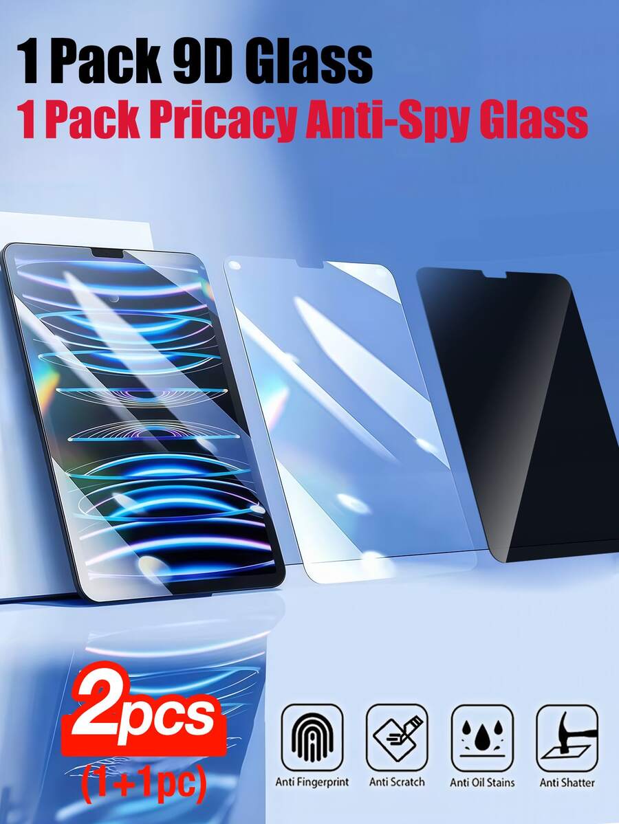 XINHONGYU 2片裝螢幕保護貼,相容 iPad 5/6/7/8/9 代 10.2/10.5 吋、Air 1/2/3/4/5 代 10.9 吋、Mini 1/2/3/4/5/6 代、Pro 11 吋、9.7 吋、Pro 12.9 吋(2015-2024-2025 型號,A16/10 代),鋼化玻璃膜,透明,相容 iPad 系列,生日禮物,送給家人與朋友,螢幕保護貼配件,防水、防震、防摔、防刮 - 1+1 - 查看 1