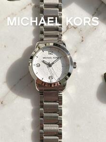 Michael Kors Runway Series Women's Watch, Silver Round Dial Quartz Watch, Stainless Steel Chain Band Design, Elegant Luxury Style Women's Watch, Versatile Commuter Accessory For European And American Style, Birthday Gift - Silver - View 7