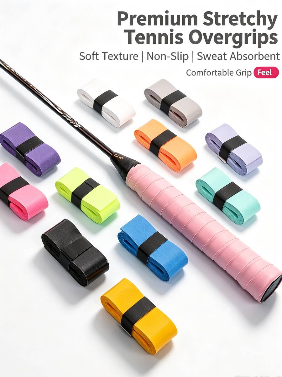 6pcs Random Color Badminton Grip Tape Set, Sweat-Absorbent With Adhesive Coating, Suitable For Badminton Racket, Fishing Rod, Tennis Racket, Flat Grip Tape - Multicolor - View 1