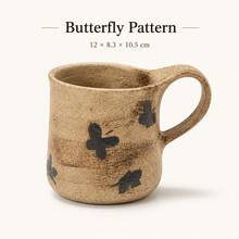 WGROOM 1pc Hand-Painted Rustic Style Ceramic Mug, Large Capacity Coffee Milk Water Cup With Handle, Farmhouse Pottery Drinkware, 3 Patterns Available - Multicolor - View 7