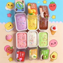 Simulation Ice Cream Box Cake Squishy Toy, Soft Squeeze Fidget Toy, Stress Relief Decompression Sensory Toy, Cute Food‑Shaped Toy For Entertainment & Collection - Multicolor - View 1