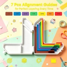 Manovix Alat Penyelaras Kerajinan Kertas Portabel, Penggaris Bantu Kalibrasi Pemotongan Kertas Buatan Tangan, Pembantu Kerajinan Kertas Meja untuk Kartu Buatan Tangan Scrapbooking Seni Kertas, dengan Kotak Penyimpanan, Hadiah Liburan Ideal untuk Pembuatan Jurnal & Pecinta Kerajinan DIY - A - View 1