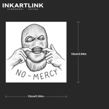 INKARTLINK 1入「No Mercy」頭部紋身貼紙 臨時防水身體彩繪紋身貼 2-5天持久 水轉印彩色紋身貼 男女皆適用 派對必備 節慶慶典身體裝飾品 - 黑色 - 查看 5