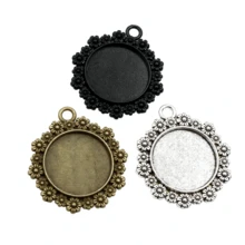 5pcs 20mm Inner Size Flower Style Pendant Cabochons Blank Base Setting Bezel Tray DIY Jewelry Making Accessories Findings - Flower - View 1