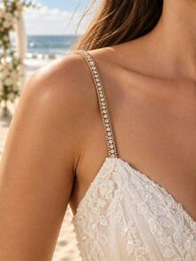 1pc Gold Exquisite Rhinestone Chain Replacement Shoulder Strap, Suitable For Wedding Dress, Beach Wedding, Travel Photography, Banquet Party, Bridesmaid Styling - Gold - View 6