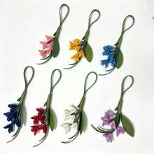 1pc Women's Leather Flower Bag Charm Keychain Gift, Handmade Red Lily Of The Valley Key Ring, Suitable For Daily Matching With Bags And Clothing Accessories - View 7