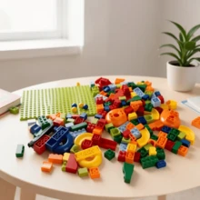 كتل بناء المسار المنزلق، لعبة تعليمية DIY، كتل متشابكة، تجميع مسار البناء، ديكور نموذج كتل البناء، هدية للأطفال، هدية عيد ميلاد، هدية عطلة، هدية هالوين/عيد الميلاد/ - متعدد الألوان - مشاهدة 11