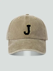 1pc Unisex Vintage Washed Baseball Cap A-Z Letter Print Pattern, Multiple Vintage Colors Available, Soft Texture Adjustable Dad Hat - Khaki - View 33
