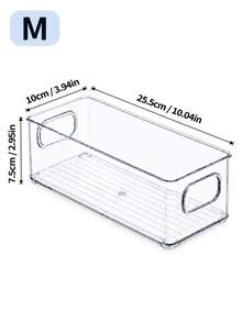 1pc Minimalist Transparent Refrigerator Storage Box, Fruit Vegetable Beverage Divided Organizer Basket, Stackable With Handle Storage Container - Multiple Styles and Colors - View 13