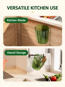 1pc Wall-Mounted Trash Can, 16 * 16.5cm Transparent Plastic Hanging Garbage Bin, Space-Saving Waste Container With Hook Design For Kitchen Cabinet, Bedroom, Office, Bathroom & Home Use - Multicolor - View 4