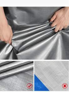 1pc Silver Plastic Woven PE Waterproof Tarp, Outdoor Rainproof Fabric, Waterproof Cloth, Sunshade Cloth, Sun Protection Shade Cloth - Multicolor - View 8