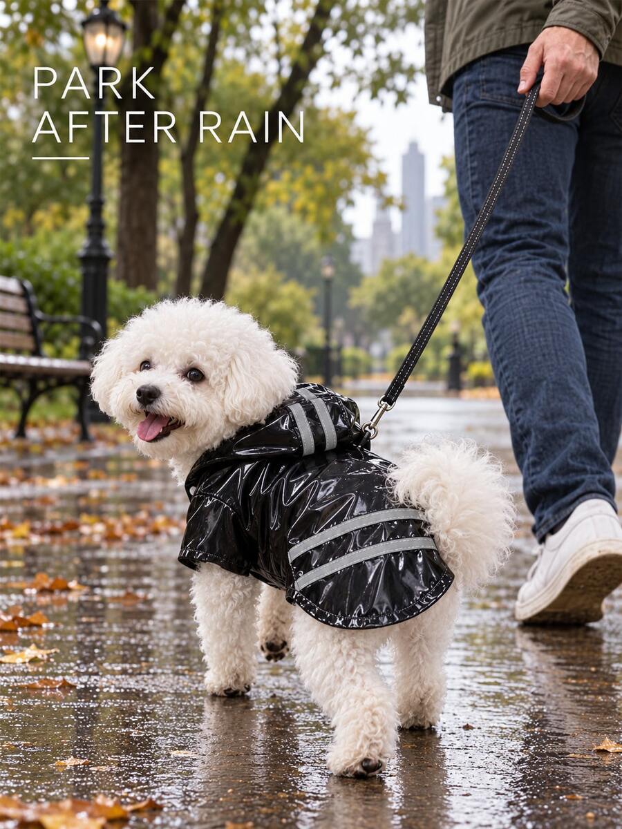 1pc Lightweight Waterproof Pet Raincoat With Reflective Strip And Leash Hole Hooded Dog Rain Poncho, Portable Foldable Rain Jacket For Medium And Small Dogs Daily Outdoor Use In Rainy Weather - Multicolor - View 1