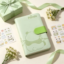 Cute Panda A6 Hardcover Notebook 200 Pages PU Leather Diary With Elastic Band, Stationery Supplies, Suitable For Students And Office Use - A5 - View 7
