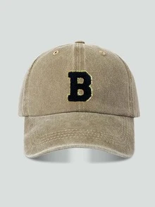 1pc Unisex Vintage Washed Baseball Cap A-Z Letter Print Pattern, Multiple Vintage Colors Available, Soft Texture Adjustable Dad Hat - Khaki - View 36