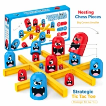 Matryoshka Tic Tac Toe Toy Red & Blue Battle Educational Desktop Game Parent-Child Interactive Strategy Toy Children's Birthday Christmas Party Holiday Gift Box Filler - Multicolor - View 2
