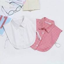 2 buah Kerah Kemeja Setengah Lepas Pasang untuk Wanita, Motif Kotak-kotak, Cocok untuk Gaun, Kemeja, dan Sweater - MultiWarna - View 4