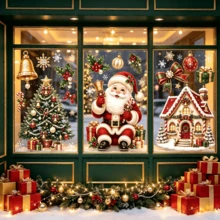 Miếng dán tĩnh điện trang trí kính cửa sổ ngày lễ hình người tuyết, chuông, ông già Noel, tuần lộc, họa tiết trang sức tinh xảo - Nhiều màu - Xem 2