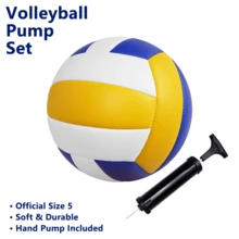 Yellow Blue White - Upgraded Volleyball Inflatable Set, Size 5 Soft Volleyball, Durable Beach Volleyball, Suitable For Beginners, Training And Competition, All-Season Use - Yellow, Blue and White - View 1