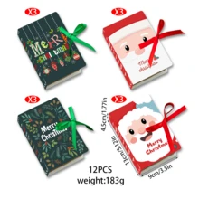 12/24pcs Christmas Paper Gift Boxes, With Red Ribbons And Bags, 4 Cartoon Christmas Patterns, Party Decoration Gift Packaging Small Box, Santa Claus, Snowman, Gingerbread For Man Candy Boxes For Holiday Souvenirs Packaging - Gift Box - View 8