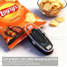 Rechargeable 2-In-1 Mini Bag Sealer And Cutter, Portable Handheld Heat Sealer, Suitable For Plastic Snack Bags, Keeps Chips/Cookies/Nuts Fresh, Handheld Plastic Bag Sealer, Compact Food Storage Tool, Suitable For Kitchen, Travel, Camping - Multicolor - View 10
