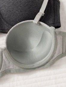Set Of 3 Soft And Comfortable Seamless Wireless Bras With Quilting, Suitable For Small Bust - Multicolor - View 5