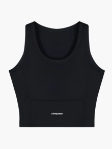 CAMEL CROWN Women's Sports Tank Top, High Elastic Comfort Back-Cut Vest For Outdoor Running - Phantom Black - View 3