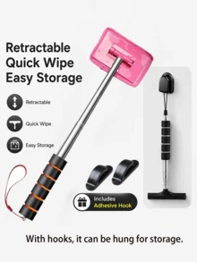 Extendable Windshield Cleaning Tool Set – With Detachable Handle, Rearview Mirror Water Removal And Wiper Function, Multi-Functional Car Cleaning Supplies, Telescopic Car Detailing Glass Cleaning Brush, Washable Microfiber Cloth, Used For Interior Glass Cleaning And Car Body Stain Removal, Anti-Fog And Dust Removal, 180° Free Rotating Brush Head. Easy To Operate, Ideal For Drivers, Car Enthusiasts And DIY Cleaners For Daily Car Maintenance And Seasonal Detailed Cleaning. Essential For RV Camping, Perfect Gift For Family And Friends - A - View 5