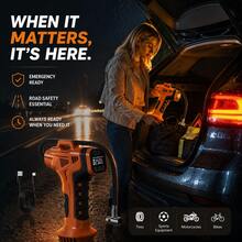 150PSI Portable Air Pump With Digital Pressure Gauge, LED Light, USB Charging And Rechargeable Lithium-Ion Battery, Wireless Design, Suitable For Cars, Bicycles, Motorcycles And Sports Balls, 1500mAh - A - View 4