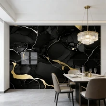 1 Roll Marble Pattern Kitchen Countertop Sticker, Waterproof Easy-Tear Sticker, Glossy Marble Texture, Suitable For Kitchen, Bathroom, Table, Etc., Wall Sticker, Vinyl Sticker, For Home Decor, Spring Decor, Holiday Decor Sticker, Birthday Graduation Gift, Wallpaper, Wall Sticker, Room Decor, Wall Decor - Black - View 6