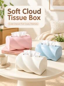 1pc Cute Cloud Shaped Tissue Box, Daily Home Desktop Decoration, Cute Home Decor And Housewarming Gift, Suitable For Living Room, Bedroom, Kitchen, Office Desktop Decoration Tissue Box, Suitable For Daily Home Use, Christmas, Halloween, Spring Festival, Party And Other Occasions, 3 Colors Available - Multicolor - View 5