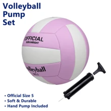 Purple & White - Upgraded Volleyball Inflatable Set, Size 5 Soft Volleyball, Durable Beach Volleyball, Suitable For Beginners, Training And Competition, All-Season Use - Purple White - View 1