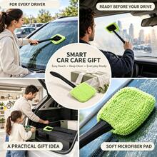 Universal Windshield Cleaning Brush With Detachable Microfiber Pad, Defogging Squeegee, Suitable For Windshield, Rearview Mirror, Car Window, Bathroom Glass And Home Corner Glass Cleaning Tool, Ergonomic Handle, Suitable For Drivers, Car Owners, Families And Commuters - Multicolor - View 4