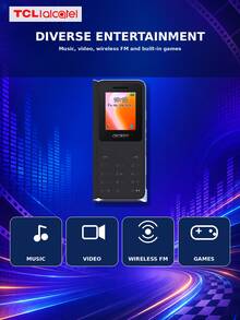 Ponsel Fitur TCL Alcatel 1021 2G, Layar 1,77 Inci, Pengisian Daya Tipe-C, Kamera Belakang, Radio FM & Pemutar Musik, Ponsel Keypad Portabel Ringkas, Hitam - Hitam - View 5