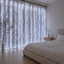 أضواء ستارة LED USB مع جهاز تحكم عن بعد، 8 أوضاع، 100/200/300/600 LED، لغرفة النوم والنافذة والزفاف والحفلات وديكور عيد الميلاد - قابس USB - مشاهدة 3